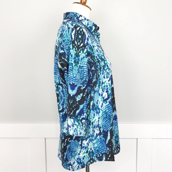 Joe Fresh Snakeskin Print Button Front Blouse - Picture 3 of 6